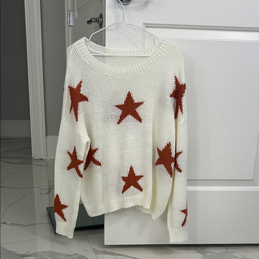 Star Patterned Cream Sweater